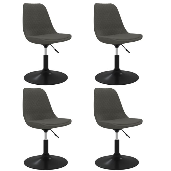 vidaXL Chaises pivotantes à manger lot de 4 Gris foncé Velours