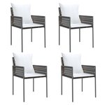 vidaXL Chaises de jardin et coussins lot de 4 marron 54x61x83 cm rotin