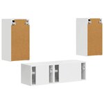 vidaXL Ensemble de meuble TV mural Montage mural 4 Pièces Blanc brillant