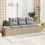 vidaXL Ensemble de canapé de jardin 3 Pièces Beige Poly rotin