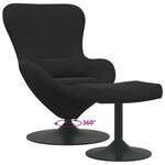 vidaXL Chaise Œuf avec Pouf Noir 63 x 73 x 90 cm Velours
