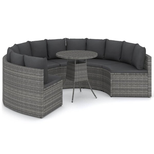 vidaXL Salon de jardin 7 Pièces avec coussins Résine tressée Gris