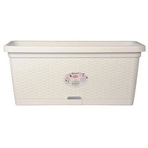 Bac à fleur rectangulaire NATURAL - 66L - 80 cm - Plastique - Blanc