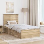 vidaXL Cadre de lit avec tête de lit Sonoma 90 x 190 cm Pin massif