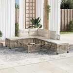 vidaXL Salon de jardin d'angle avec coussins 3Pièces beige résine tressée