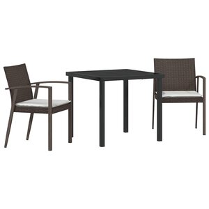 vidaXL Ensemble de salle à manger pour jardin 3 Pièces Marron et Noir