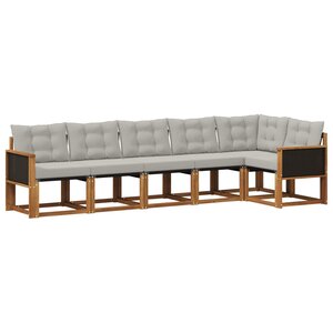 vidaXL Ensemble de canapés d'extérieur 6 Pièces Naturel et gris clair