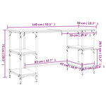 vidaXL Bureau chêne sonoma 140x50x75 cm métal et bois d'ingénierie