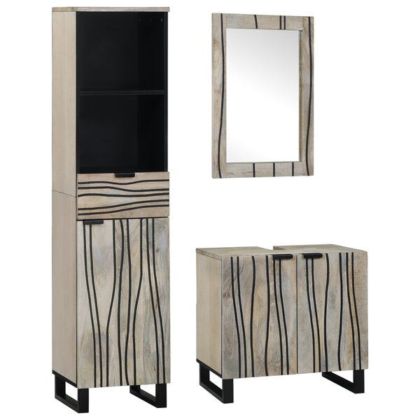 vidaXL Ensemble de mobilier de salle de bain avec tiroir 3 Pièces Blanc
