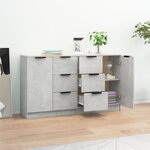 vidaXL Buffets 2 Pièces Gris béton 60x30x70 cm Bois d'ingénierie