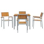 vidaXL Ensemble de salle à manger pour jardin 5 Pièces Gris et marron