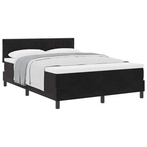 vidaXL Lit à ressorts avec matelas Noir 140 x 200 cm Velours