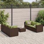 vidaXL Salon de jardin avec coussins 7 Pièces marron résine tressée