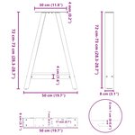 vidaXL Pieds de table à manger en forme de A  2 pièces  50 x (72-73) cm  acier