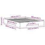 vidaXL Cadre de lit surélevé Marron 140 x 200 cm Bois massif en pin