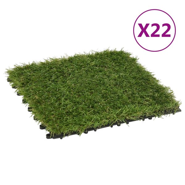 vidaXL Carreaux de gazon artificiel 22 Pièces Vert 30x30 cm