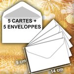 LOT 5 Cartes Meilleurs Vœux + 5 Enveloppes 4x9cm