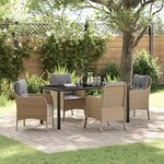 vidaXL Ensemble de salle à manger pour jardin 5 Pièces Beige Poly rotin