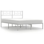 vidaXL Cadre de lit métal sans matelas et tête de lit blanc 140x190 cm