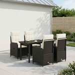 vidaXL Ensemble de salle à manger pour jardin 5 pc Noir et blanc crème