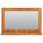 vidaXL Miroir mural avec étagère 60x12x40 cm Bois de teck massif