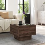 vidaXL Table d'appoint et LED chêne marron 40x40x30 cm bois ingénierie