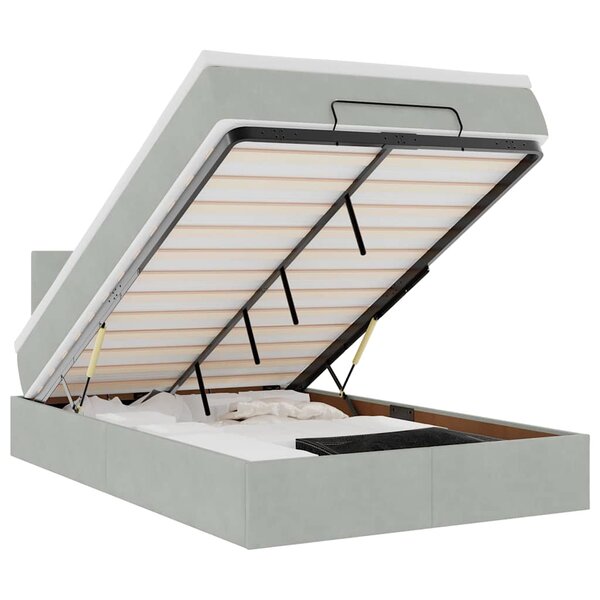 vidaXL Lit ottoman avec matelas et LED gris clair 120x190cm velours