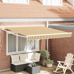 vidaXL Auvent Rétractable Jaune  gris et blanc 350 x 250 cm tissu