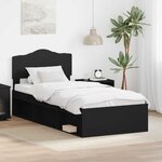 vidaXL Cadre de lit Noir 100 x 200 cm Bois de pin massif