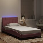 vidaXL Cadre de lit avec lumières LED rose 100x200 cm velours