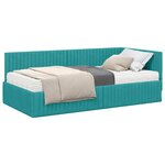vidaXL Cadre de lit d'angle avec matelas 2 pc Turquoise 90 x 200 cm