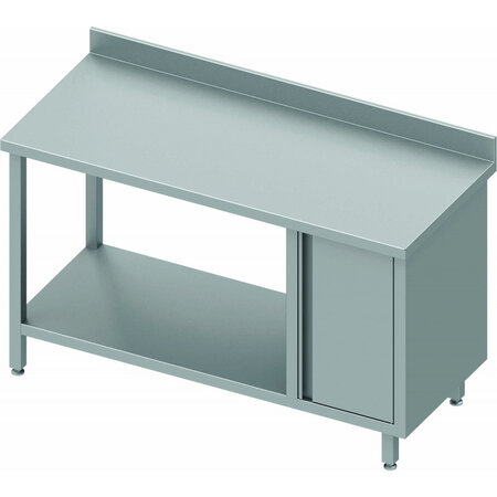Table inox adossée avec porte et etagère à gauche - gamme 600 - stalgast -  - acier inoxydable900x600 x600xmm