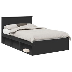 vidaXL Cadre de lit avec tête de lit Noir 120 x 200 cm Pin massif