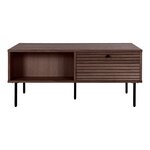 Table basse 2 tiroirs placage chêne pieds métal noir 50 x 100 x 45 cm
