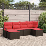 vidaXL Ensemble de Canapés 6 Pièces Marron polyrotin