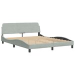 vidaXL Lit avec matelas Hanko gris clair 160x200 cm velours