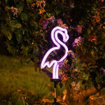 Piquet led solaire "flamant rose"  rose  spéciale extérieur (ip44)
