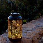 Lantern solaire orientale honey marron acier h36cm