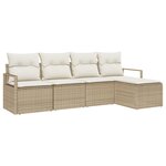 Canapé de jardin 5 pièces vidaXL avec coussins beige Poly rotin