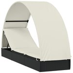 vidaXL Chaise longue avec toit rond noir 211x57x140 cm résine tressée