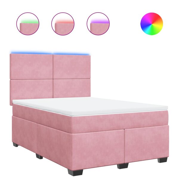 vidaXL Sommier à lattes de lit avec matelas Rose 160x200 cm Velours