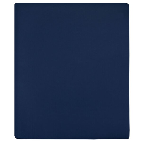 vidaXL Draps-housses Jersey 2 Pièces Bleu marine 180x200 cm Coton