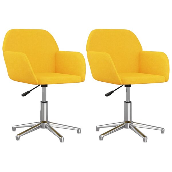 vidaXL Chaises pivotantes à manger lot de 2 jaune moutarde tissu