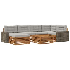 vidaXL Ensemble de canapés d'extérieur 7 Pièces Naturel et gris clair