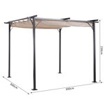 Pergola rétractable 3L x 3l x 2 30H m structure métal époxy anticorrosion noire + toile polyester haute densité 180 g/m² incluse beige