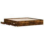 vidaXL Cadre de lit à tiroirs chêne fumé 180x200 cm bois d'ingénierie