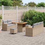 vidaXL Ensemble de canapé de jardin 8 Pièces Beige Poly rotin