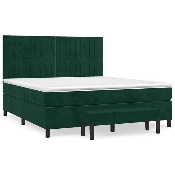 vidaXL Sommier à lattes de lit et matelas Vert foncé 160x200cm Velours