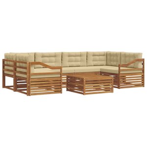 vidaXL Ensemble de canapés d'extérieur 7 Pièces Naturel et Beige
