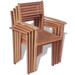 vidaXL Chaises empilables de jardin 4 Pièces Bois de teck solide